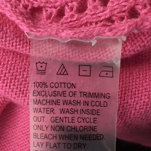 Nwot Fuchia Pink 💯% Cotton Knit Mech Cardigan Jacket with Pocket Detail Size Mp - Picture 5 of 11
